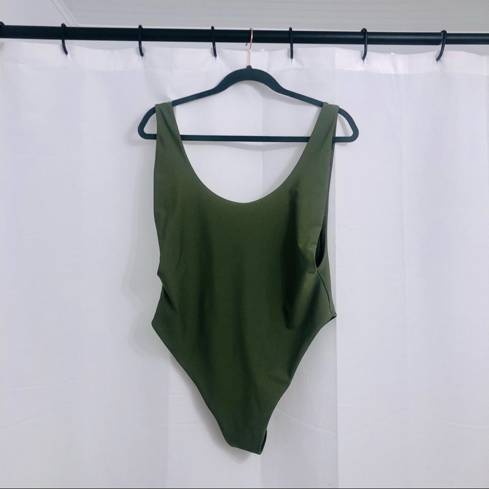 Aerie Super Scoop Back One Piece Swimsuit Olive